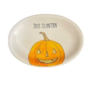Rae Dunn Jack O'Lantern Oval Plate Dessert Snack Halloween Pumpkin
